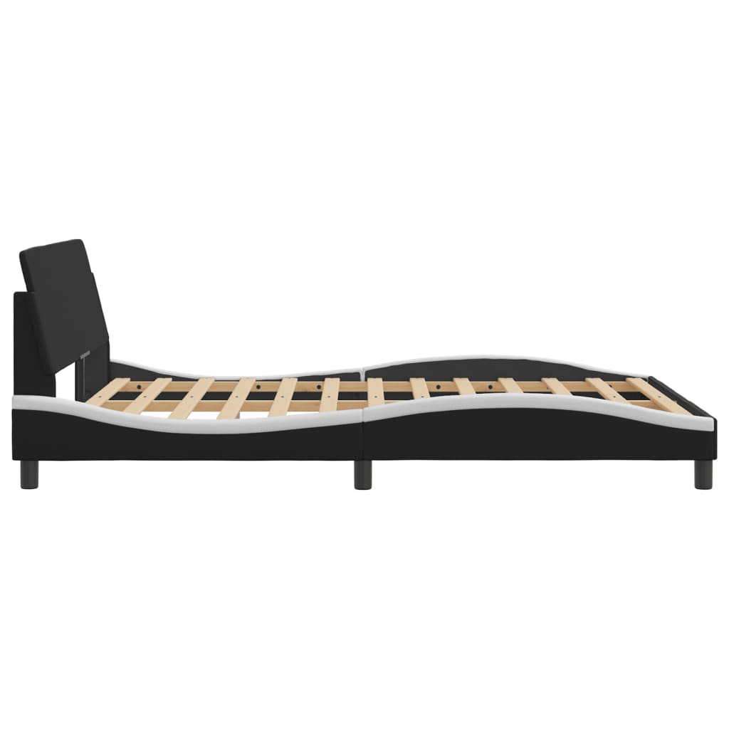 Cadre de lit sans matelas noir et blanc 140x190 cm similicuir - XIOS