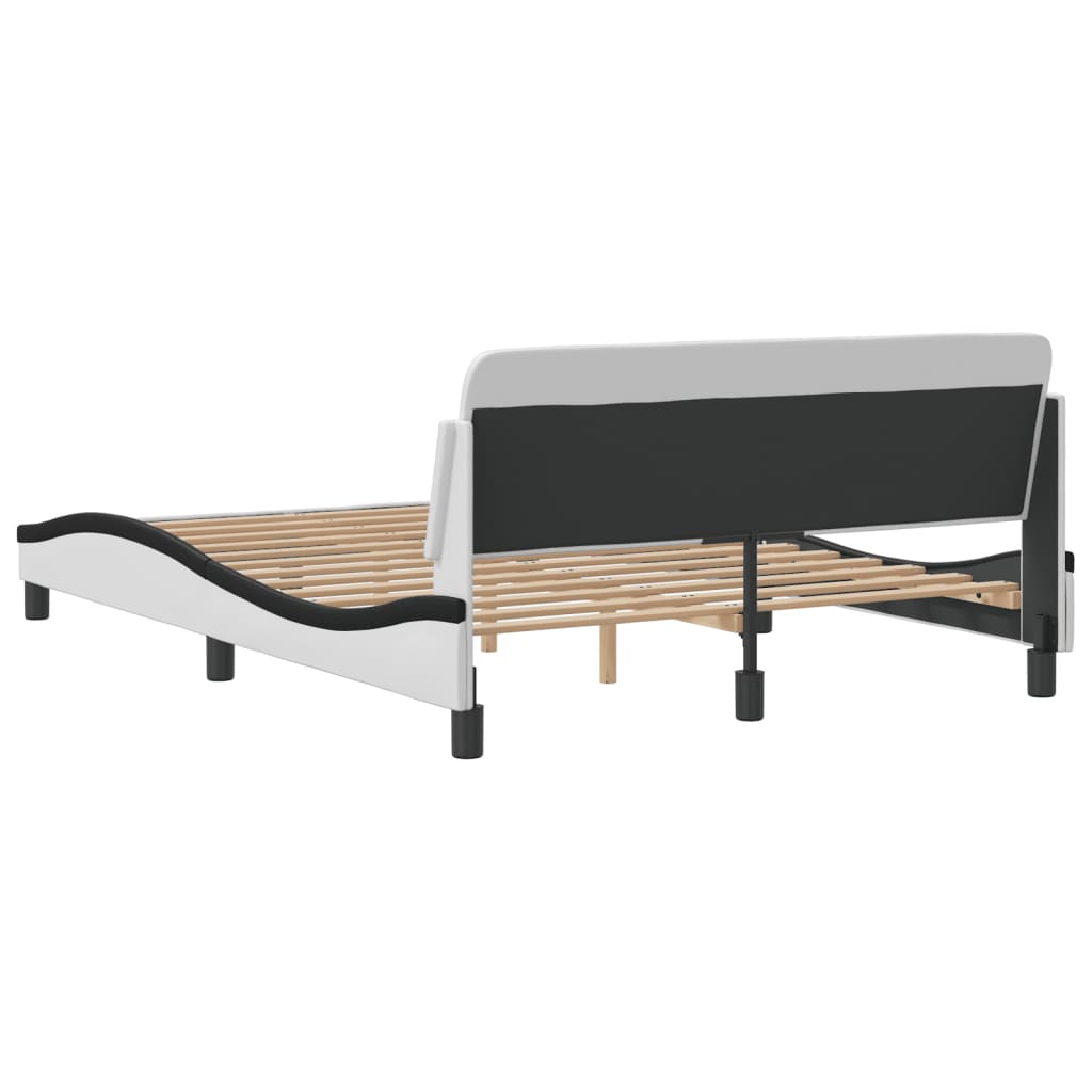 Cadre de lit sans matelas blanc et noir 140x190 cm similicuir - XIOS