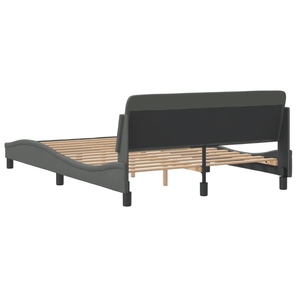 Cadre de lit sans matelas gris foncé 140x200 cm tissu - XIOS