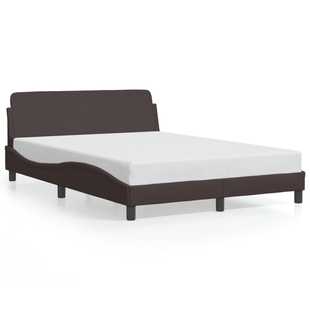 Cadre de lit sans matelas marron foncé 140x200 cm tissu - XIOS