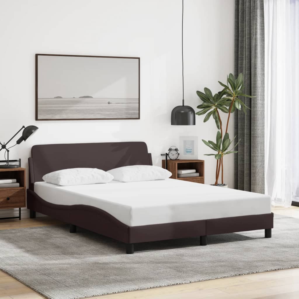Cadre de lit sans matelas marron foncé 140x200 cm tissu - XIOS