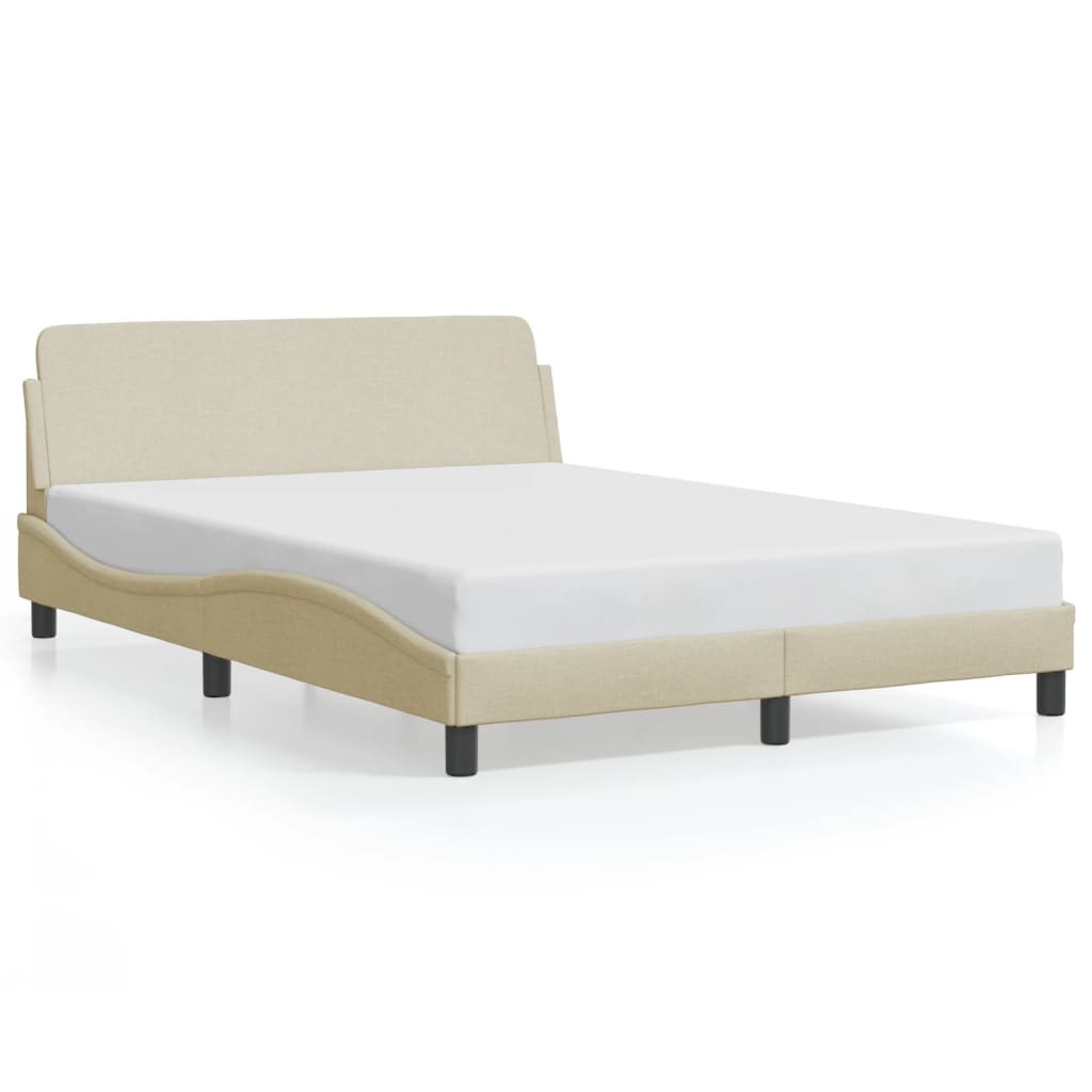 Cadre de lit sans matelas crème 140x200 cm tissu - XIOS
