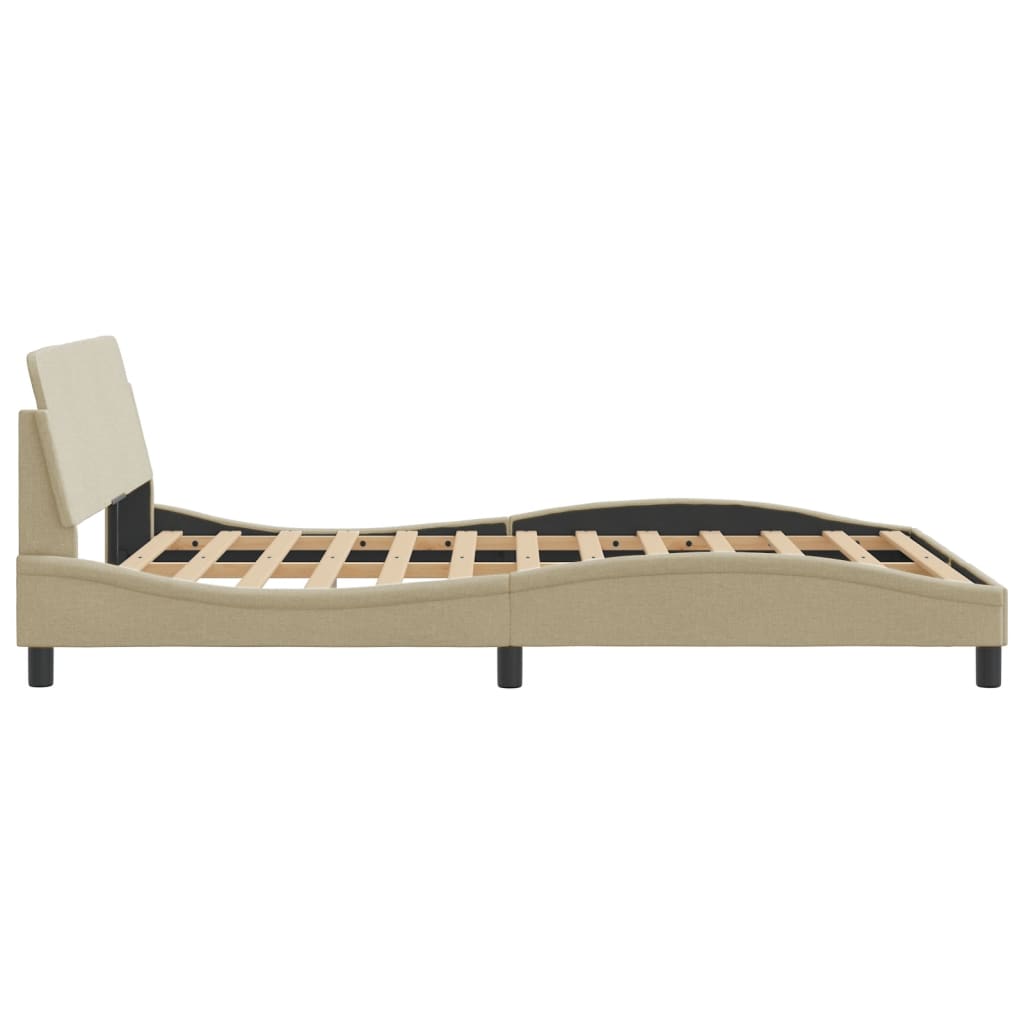 Cadre de lit sans matelas crème 140x200 cm tissu - XIOS