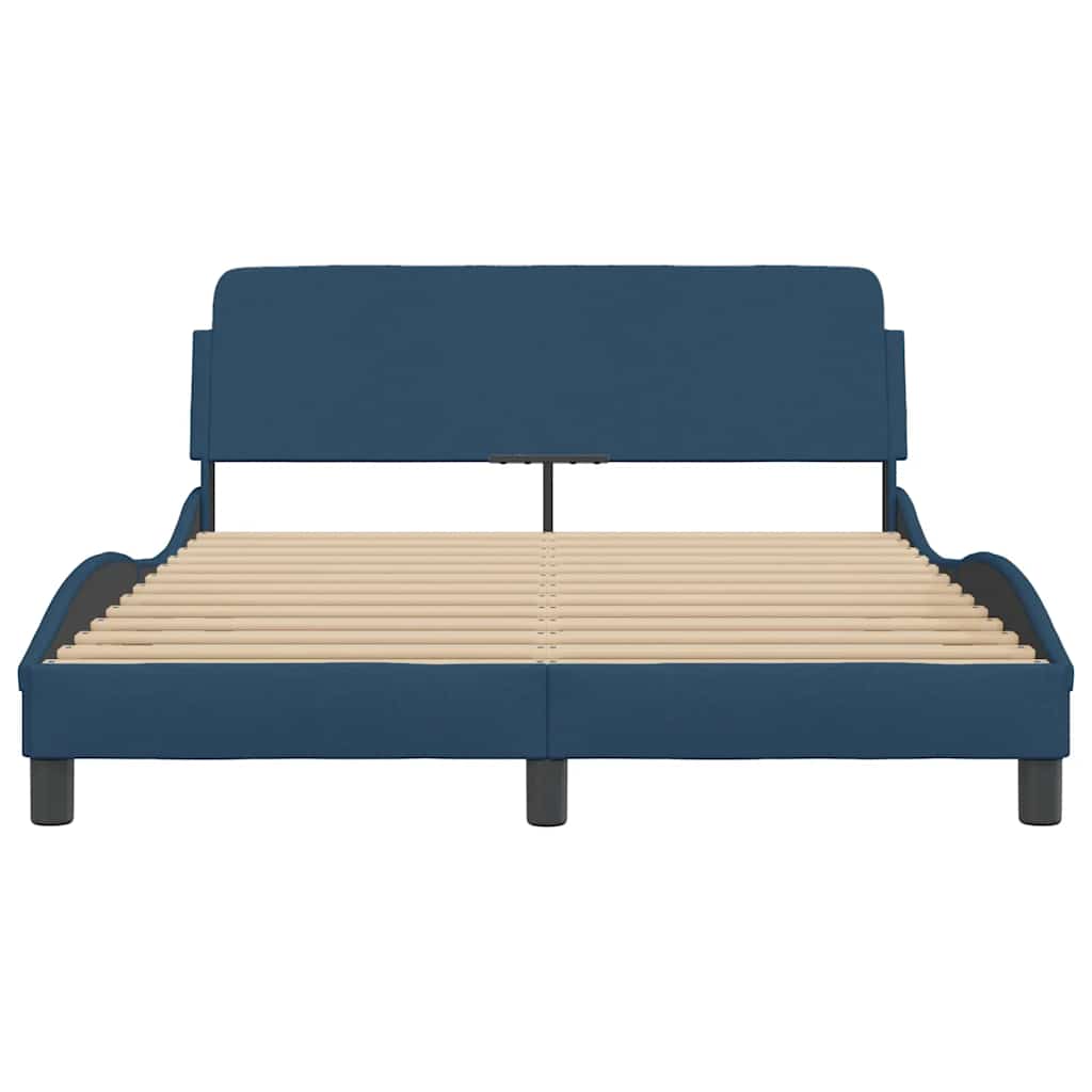 Cadre de lit avec tête de lit Dover bleu 140x200cm tissu