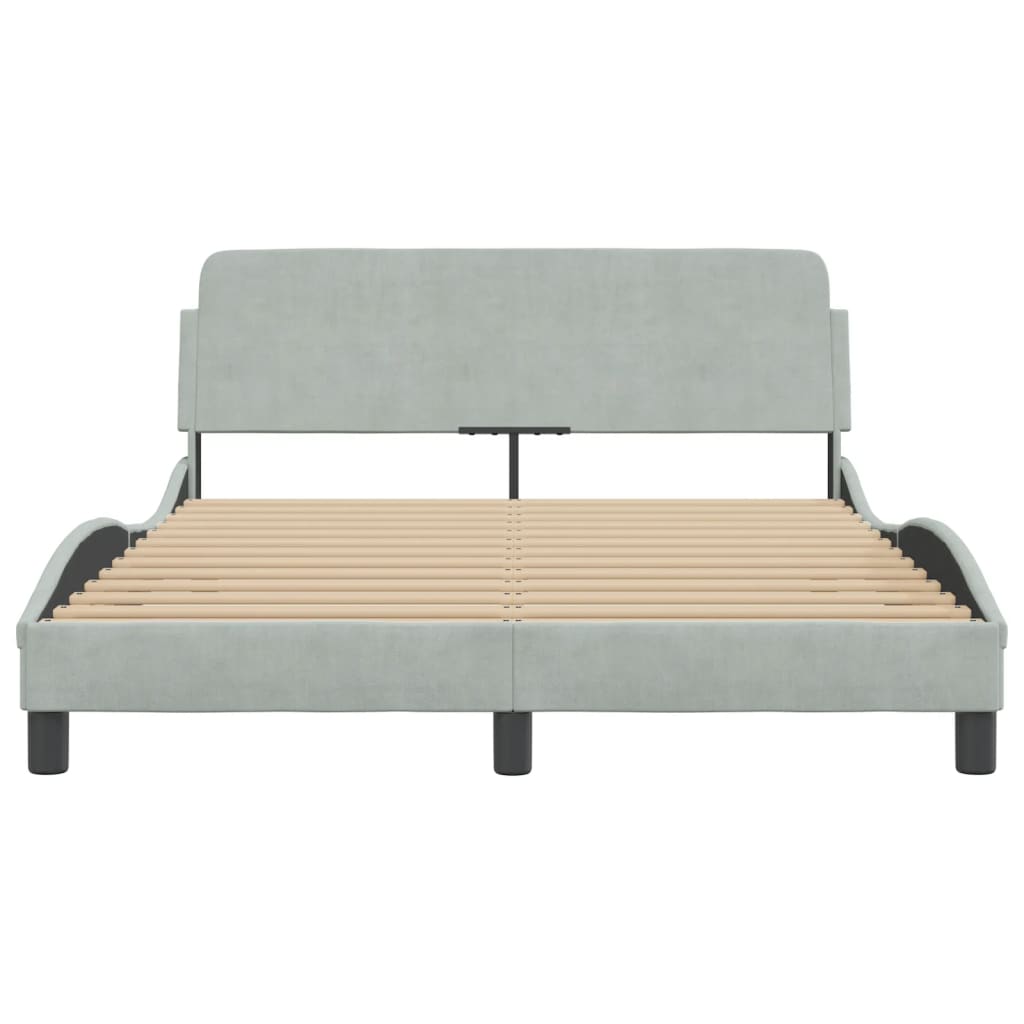 Cadre de lit sans matelas gris clair 140x200 cm velours - XIOS