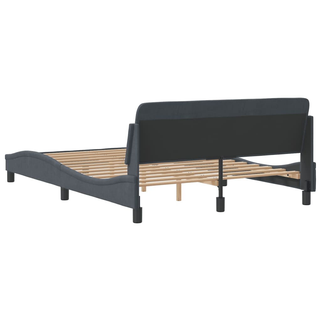 Cadre de lit sans matelas gris foncé 140x200 cm velours - XIOS