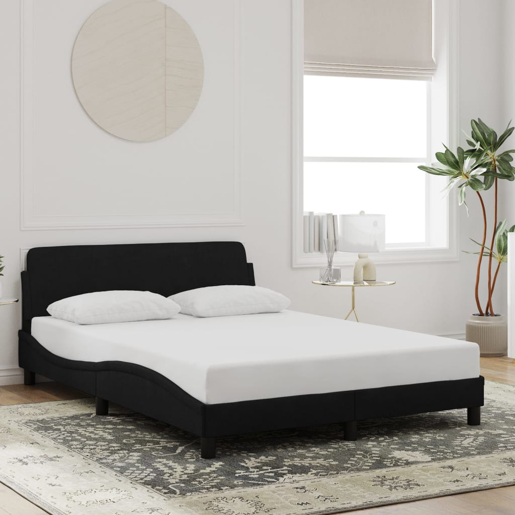 Cadre de lit sans matelas noir 140x200 cm velours - XIOS