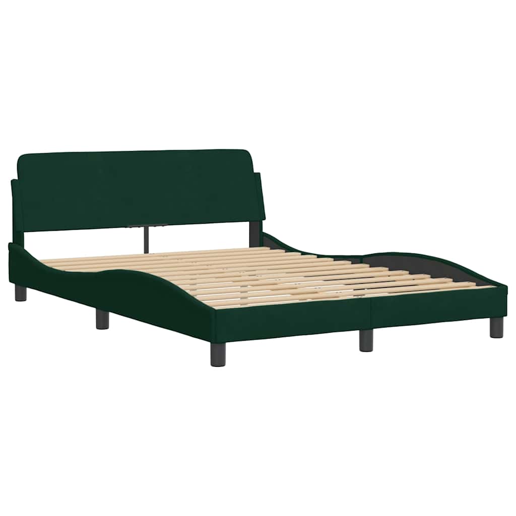 Cadre de lit Dover vert foncé 140x200 cm velours