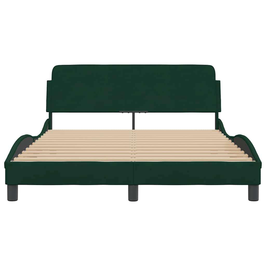 Cadre de lit Dover vert foncé 140x200 cm velours