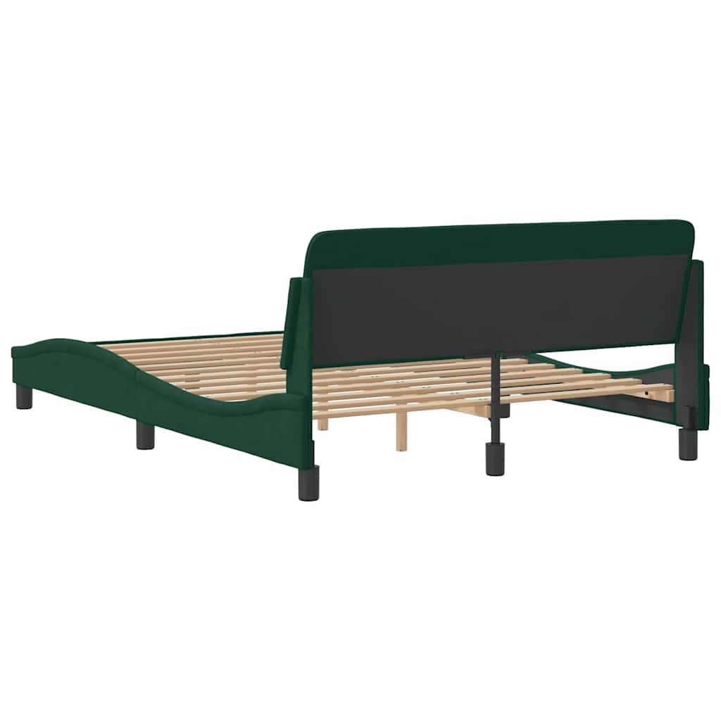 Cadre de lit Dover vert foncé 140x200 cm velours