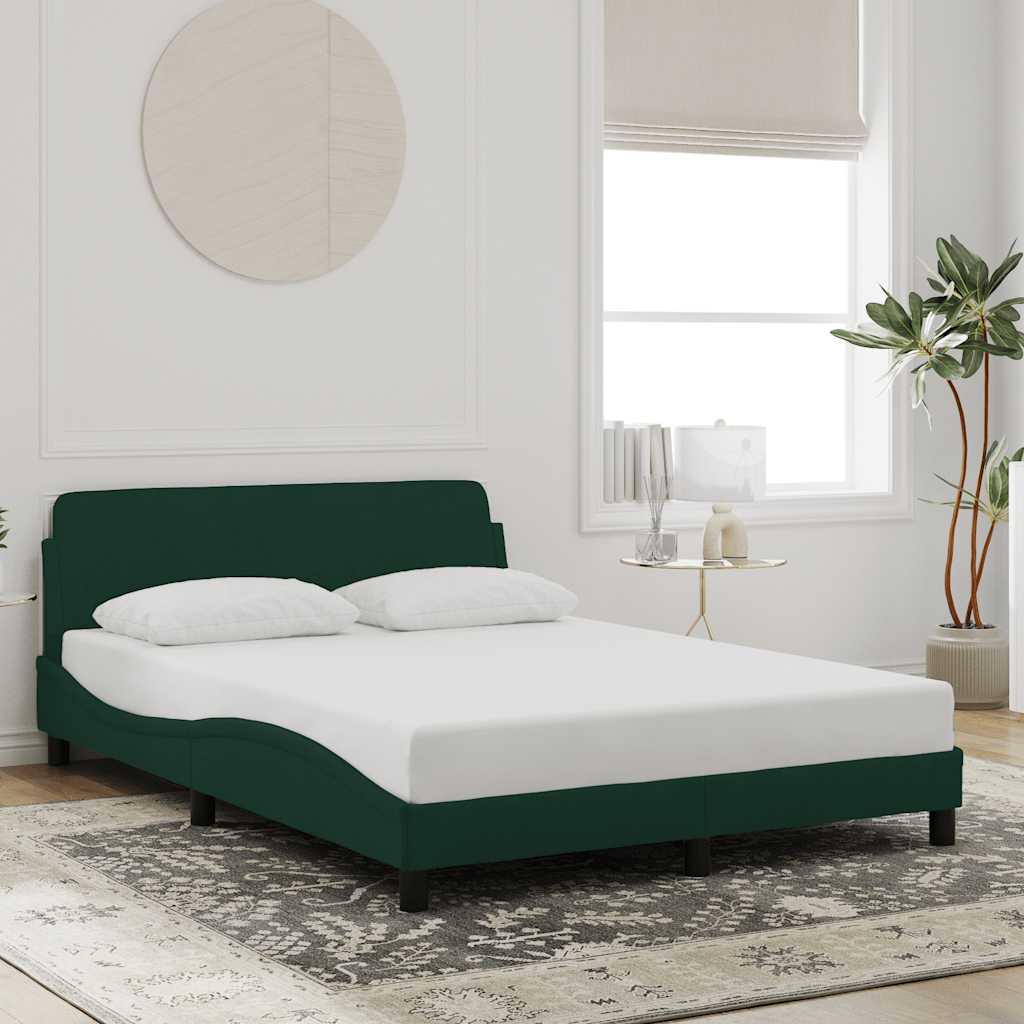 Cadre de lit Dover vert foncé 140x200 cm velours