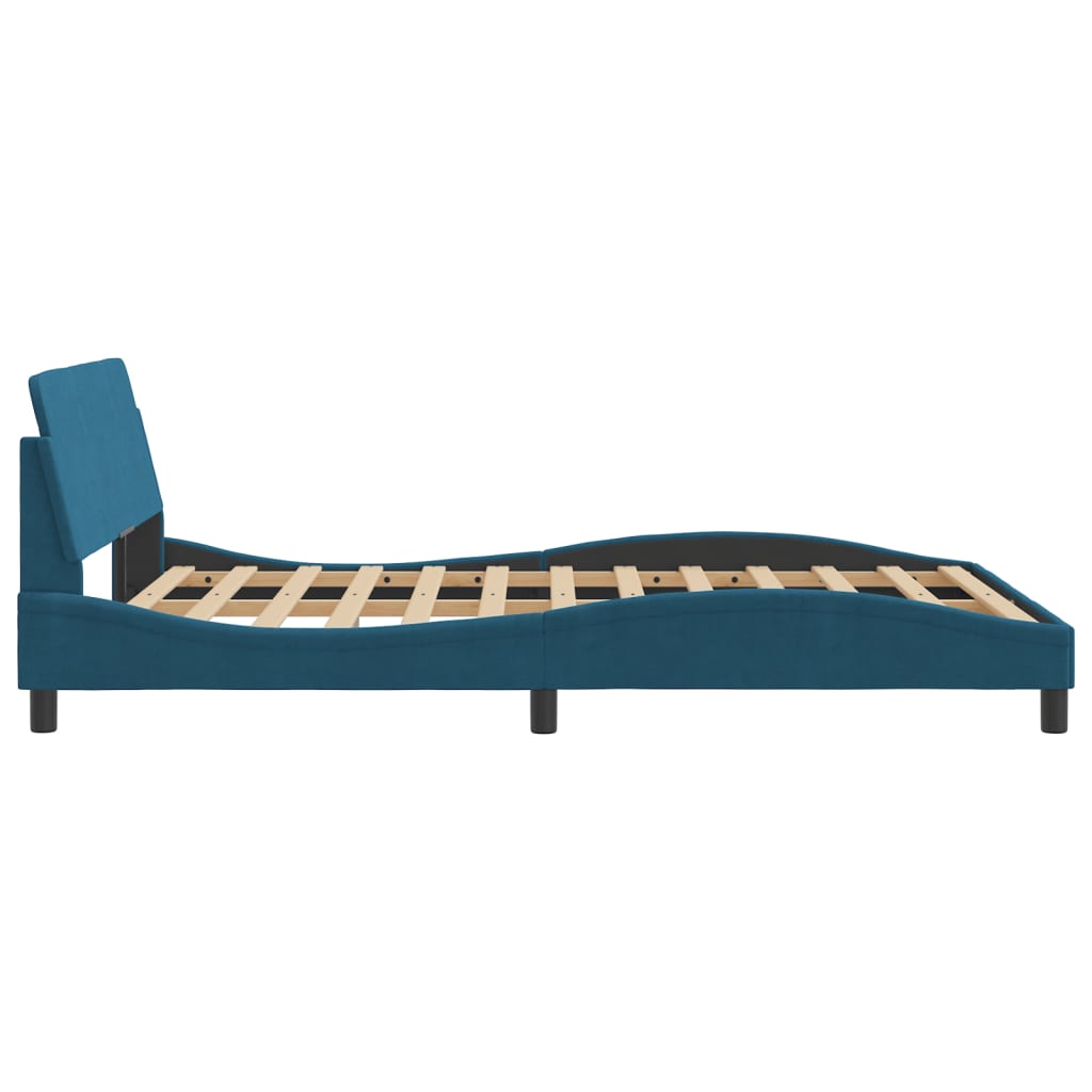 Cadre de lit et tête de lit sans matelas bleu 140x200cm velours - XIOS