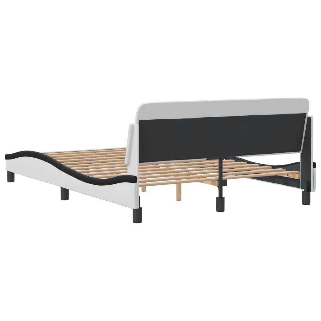 Cadre de lit sans matelas blanc et noir 140x200 cm similicuir - XIOS