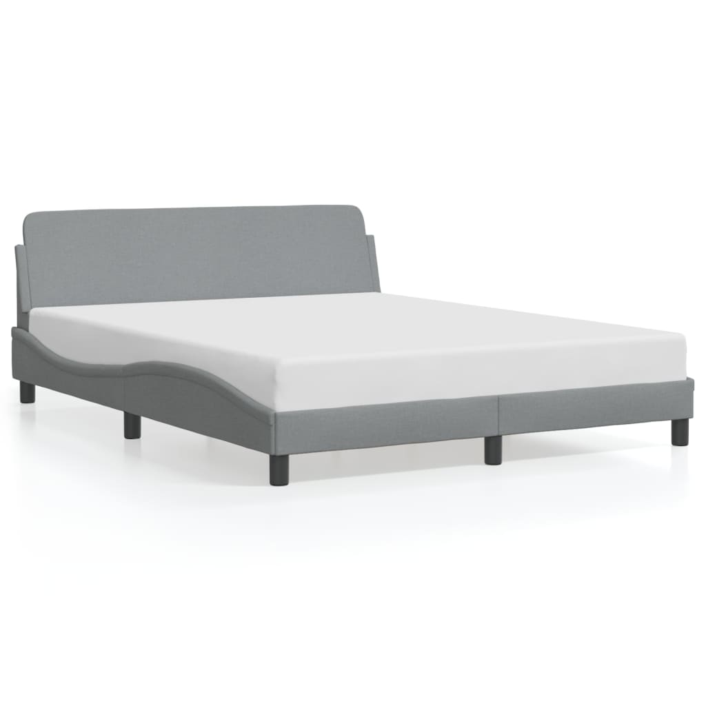 Cadre de lit sans matelas gris clair 160x200 cm tissu - XIOS