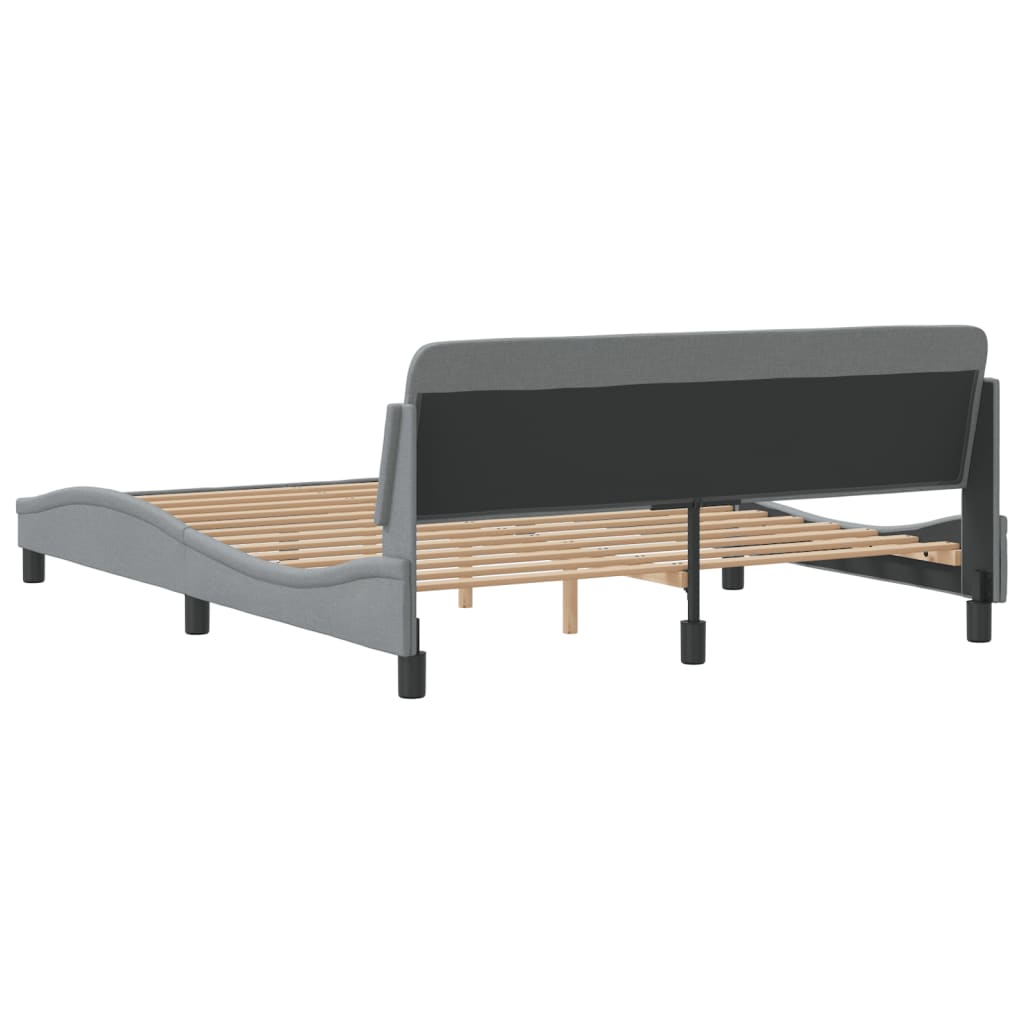 Cadre de lit sans matelas gris clair 160x200 cm tissu - XIOS