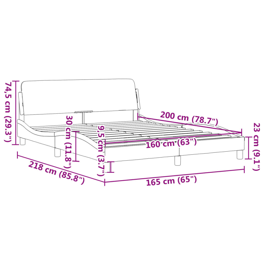 Cadre de lit sans matelas gris clair 160x200 cm tissu - XIOS