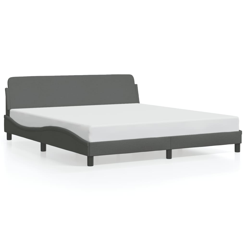 Cadre de lit sans matelas gris foncé 160x200 cm tissu - XIOS