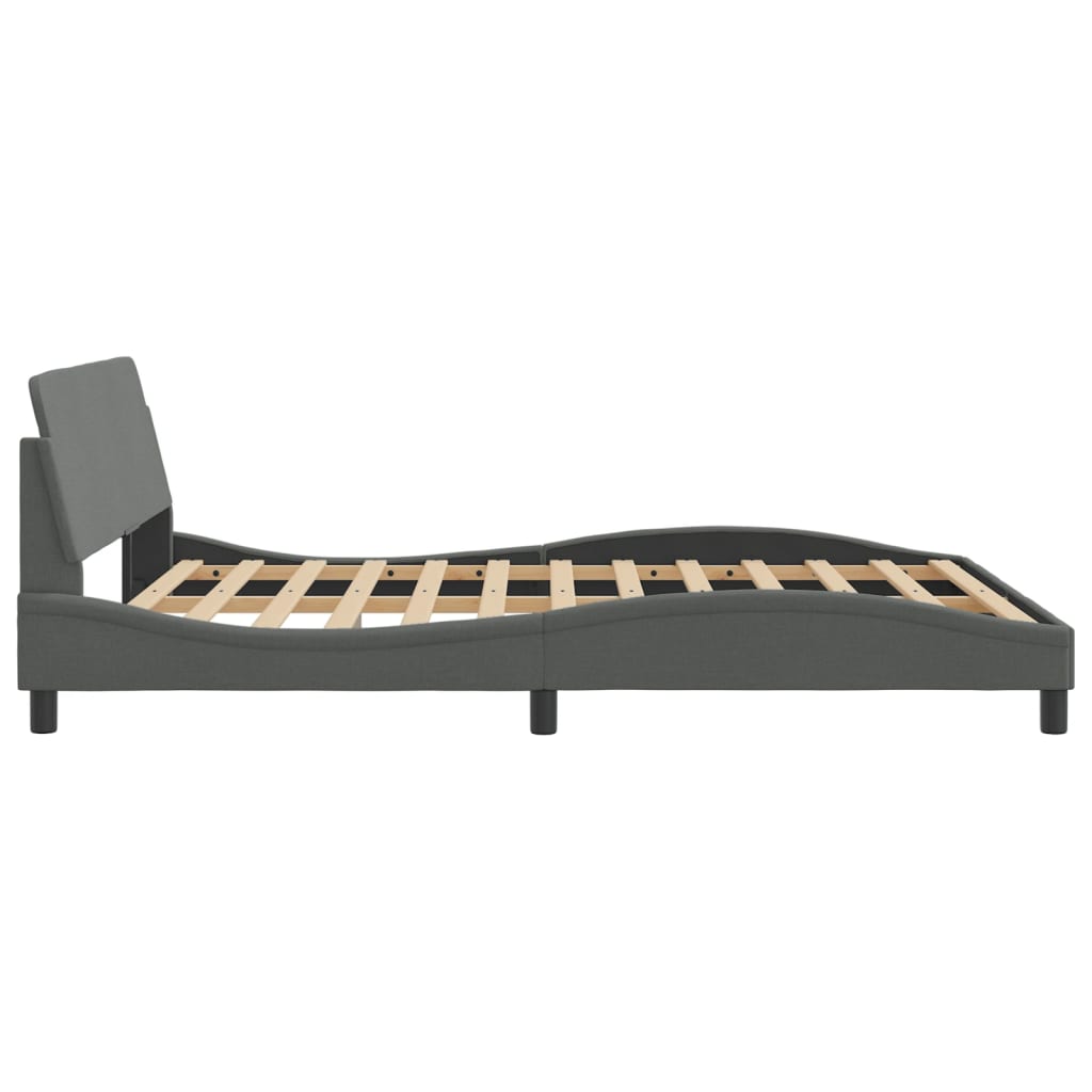 Cadre de lit sans matelas gris foncé 160x200 cm tissu - XIOS