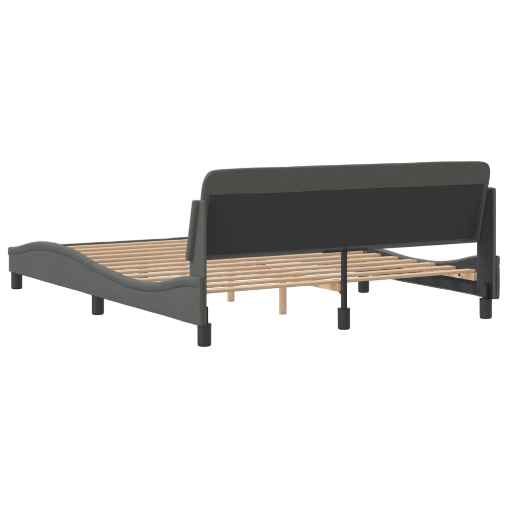 Cadre de lit sans matelas gris foncé 160x200 cm tissu - XIOS