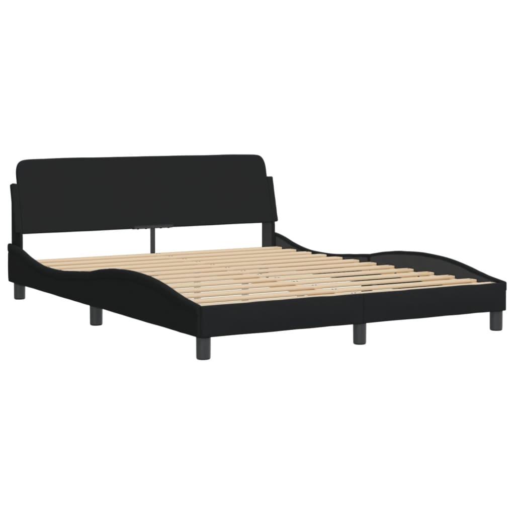 Cadre de lit sans matelas noir 160x200 cm tissu - XIOS