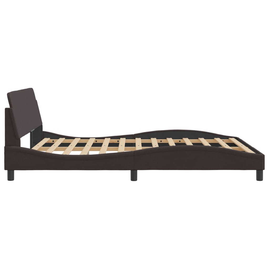 Cadre de lit sans matelas marron foncé 160x200 cm tissu - XIOS