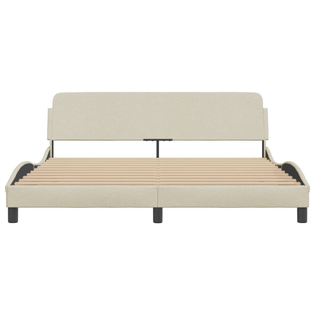 Cadre de lit sans matelas crème 160x200 cm tissu - XIOS