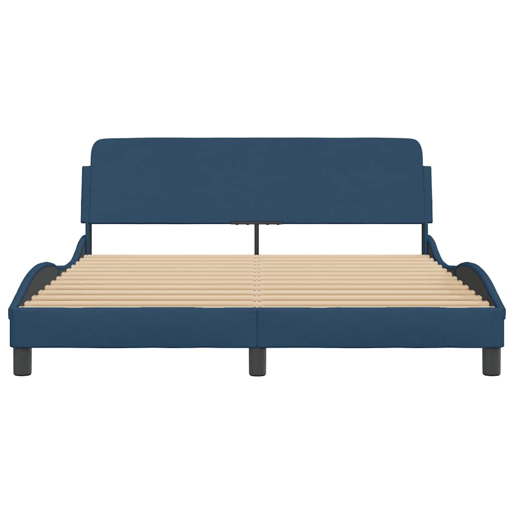 Cadre de lit avec tête de lit Dover bleu 160x200cm tissu