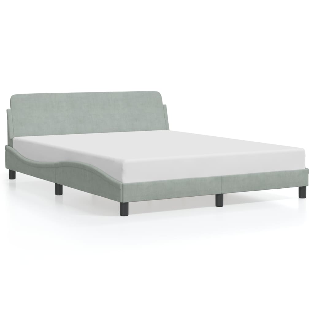 Cadre de lit sans matelas gris clair 160x200 cm velours - XIOS