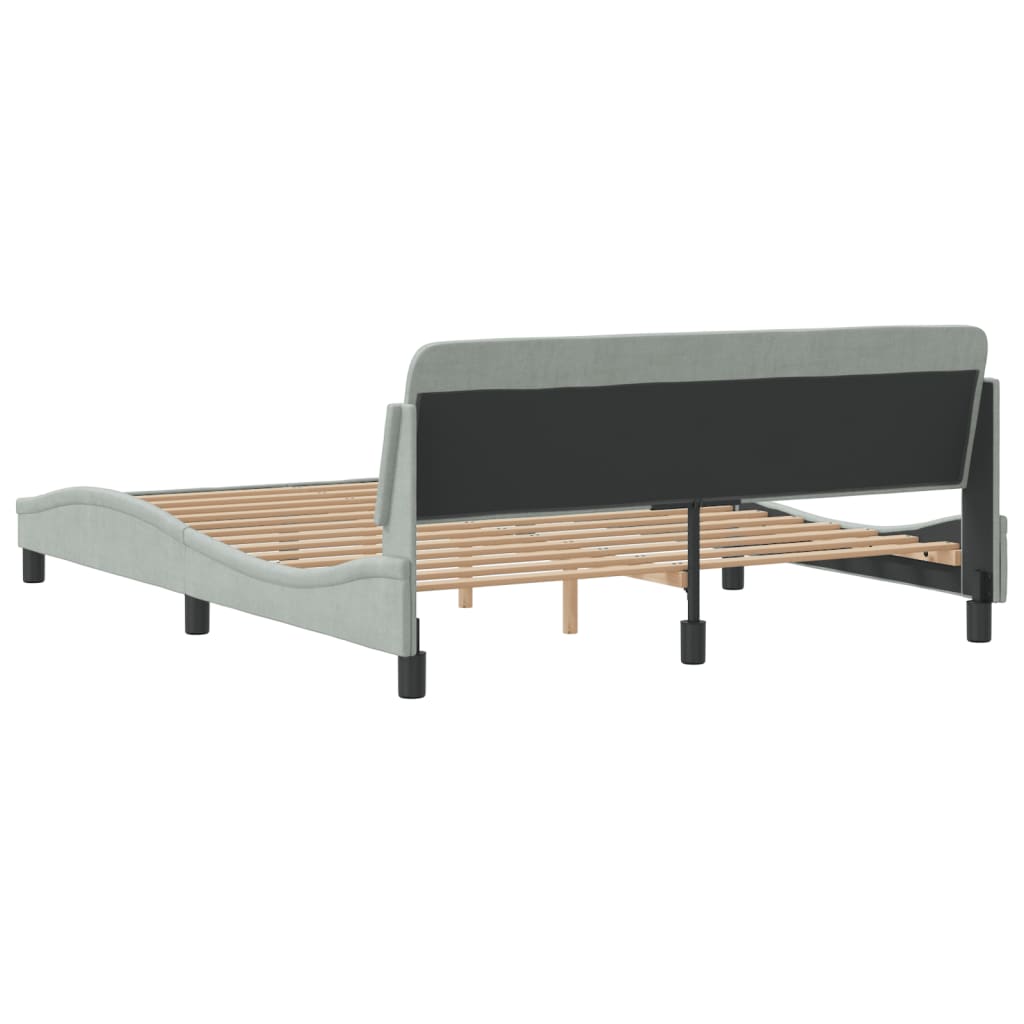 Cadre de lit sans matelas gris clair 160x200 cm velours - XIOS