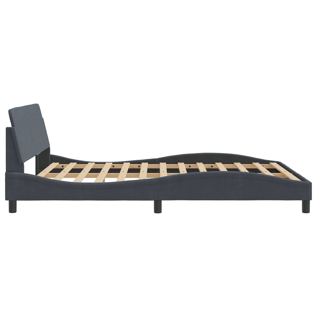 Cadre de lit sans matelas gris foncé 160x200 cm velours - XIOS