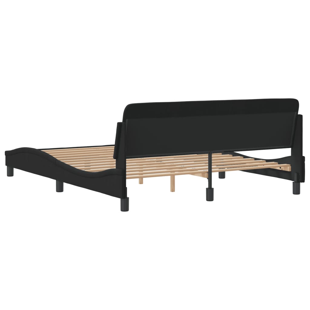 Cadre de lit sans matelas noir 160x200 cm velours - XIOS
