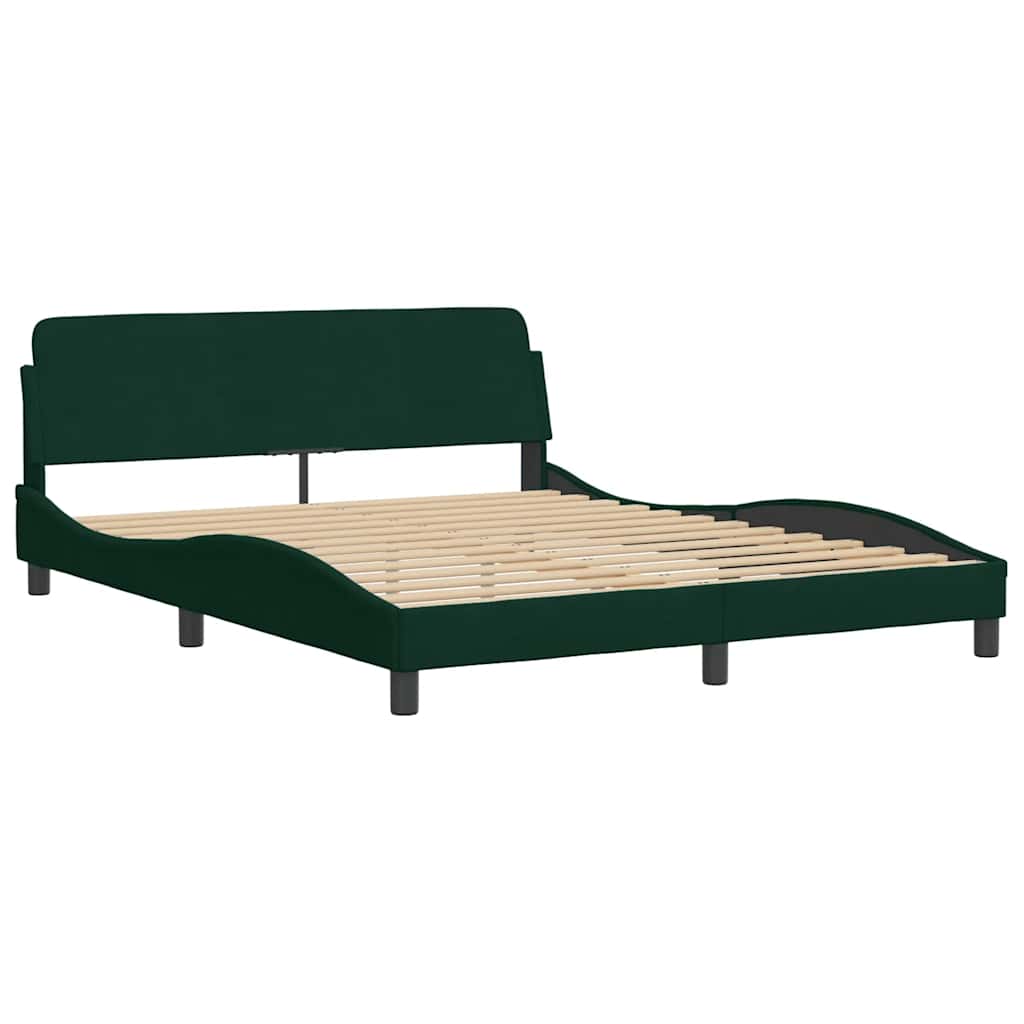 Cadre de lit Dover vert foncé 160x200 cm velours