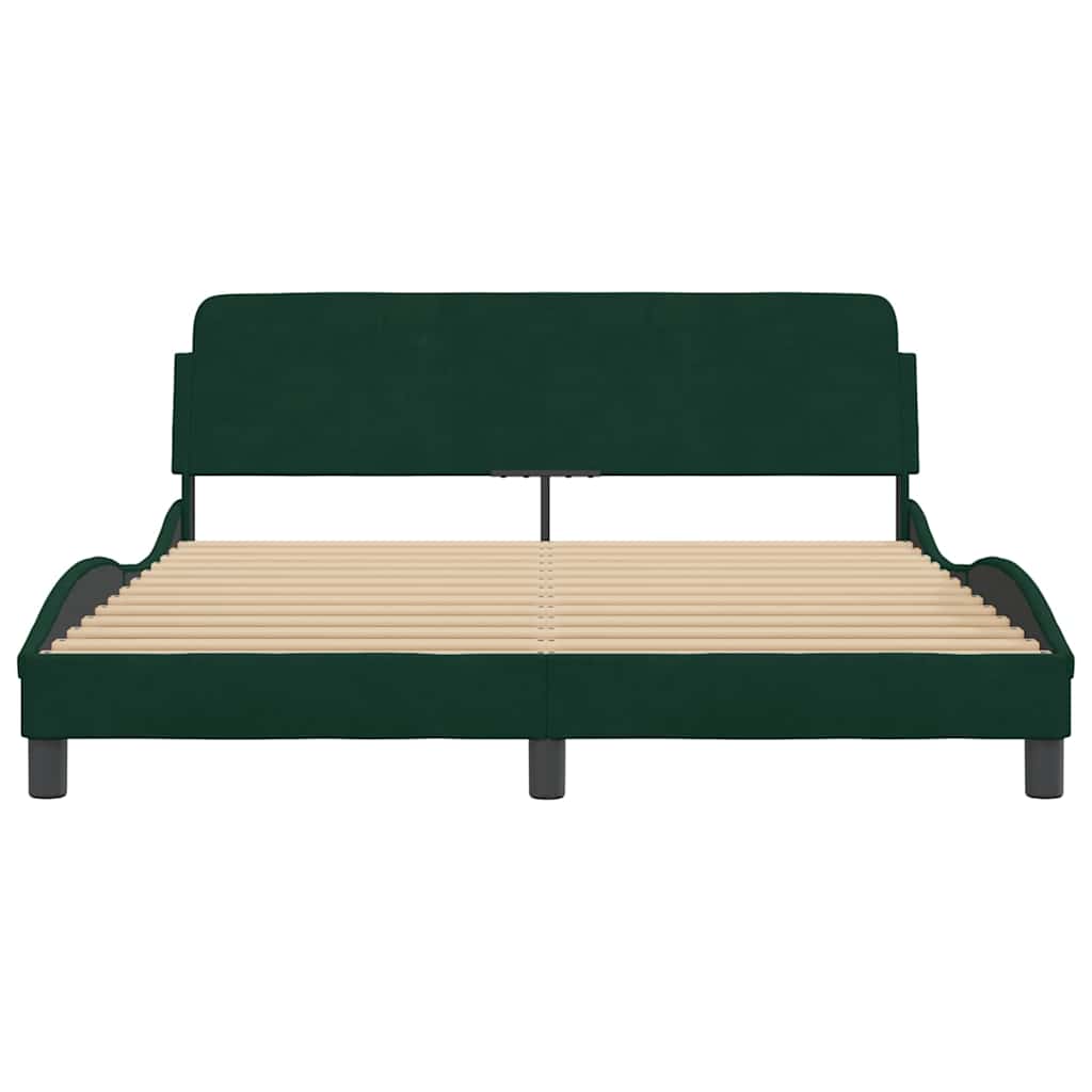 Cadre de lit Dover vert foncé 160x200 cm velours