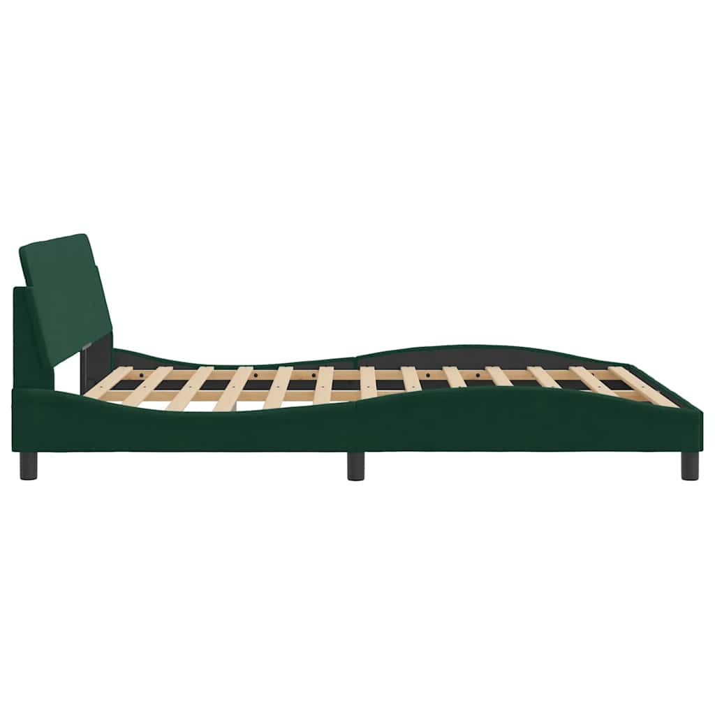 Cadre de lit Dover vert foncé 160x200 cm velours