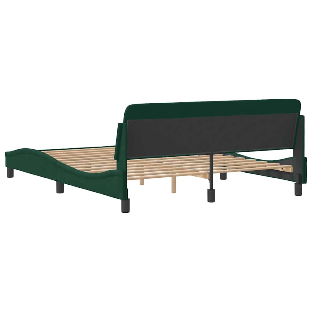 Cadre de lit Dover vert foncé 160x200 cm velours