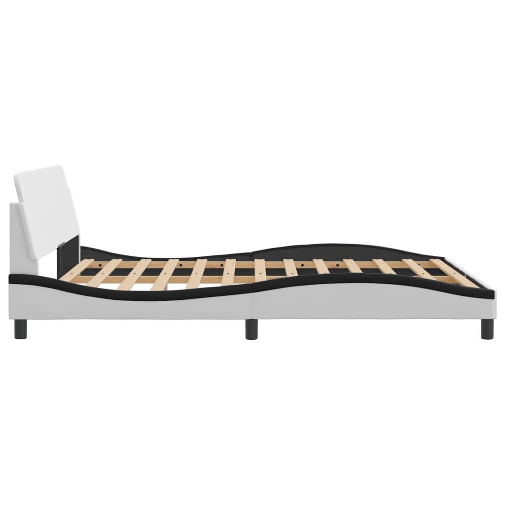 Cadre de lit sans matelas blanc et noir 160x200 cm similicuir - XIOS