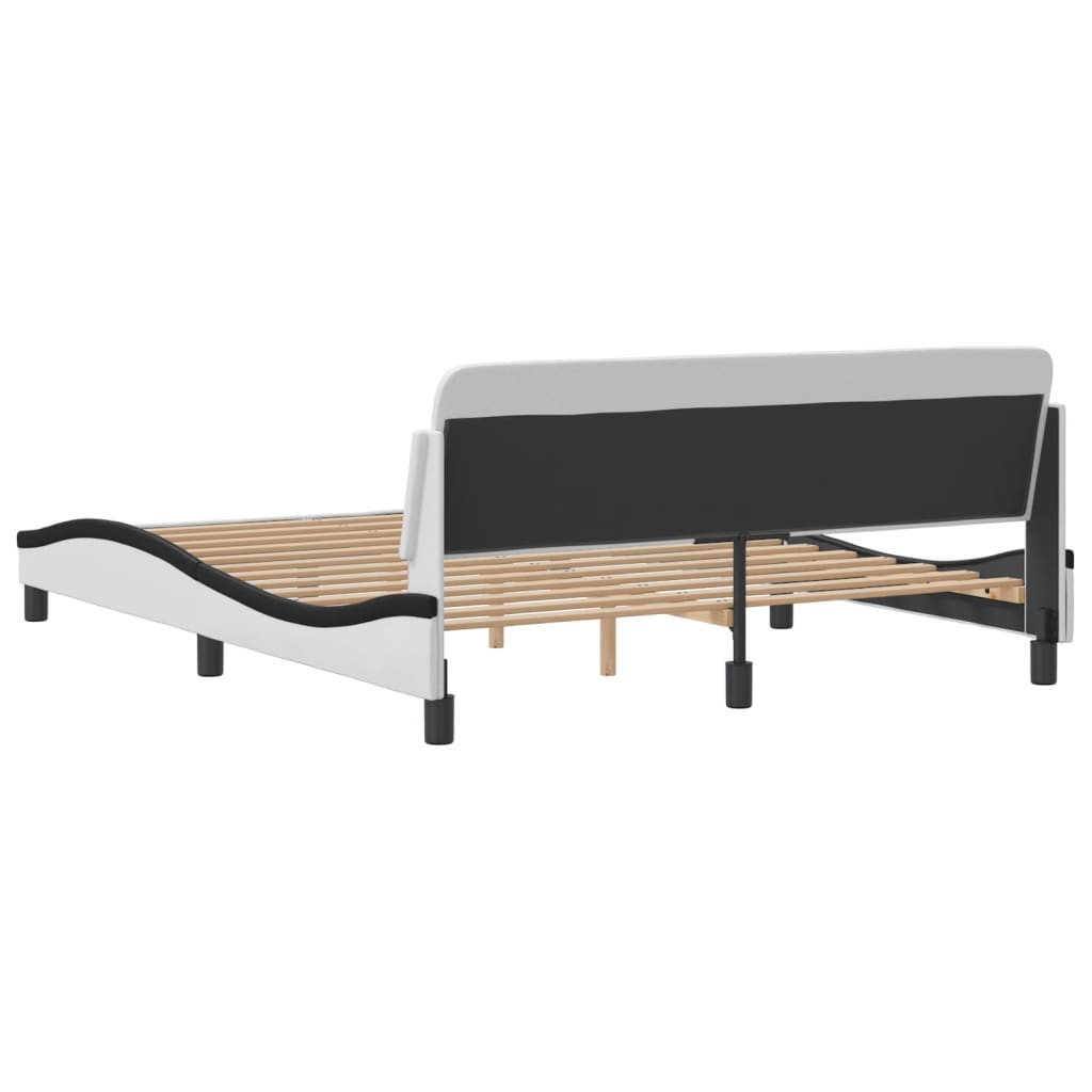 Cadre de lit sans matelas blanc et noir 160x200 cm similicuir - XIOS