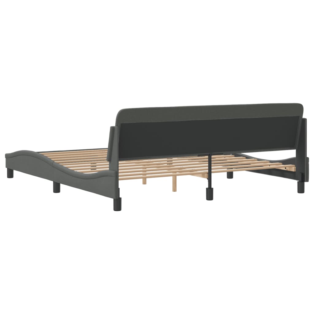 Cadre de lit sans matelas gris foncé 180x200 cm tissu - XIOS