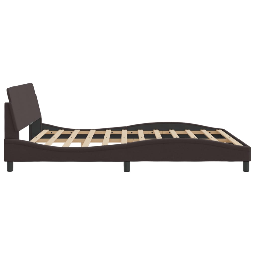 Cadre de lit sans matelas marron foncé 180x200 cm tissu - XIOS