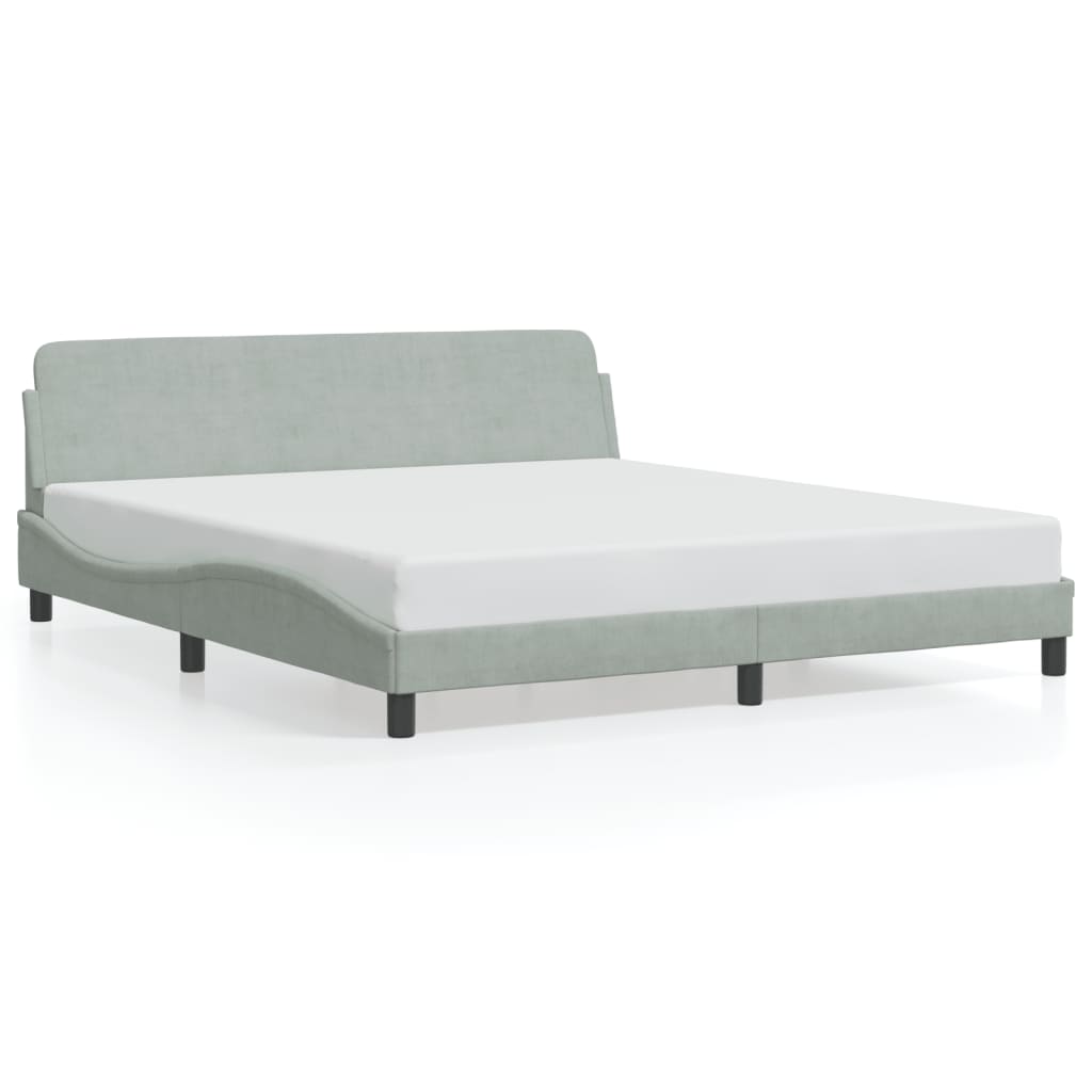 Cadre de lit sans matelas gris clair 180x200 cm velours - XIOS