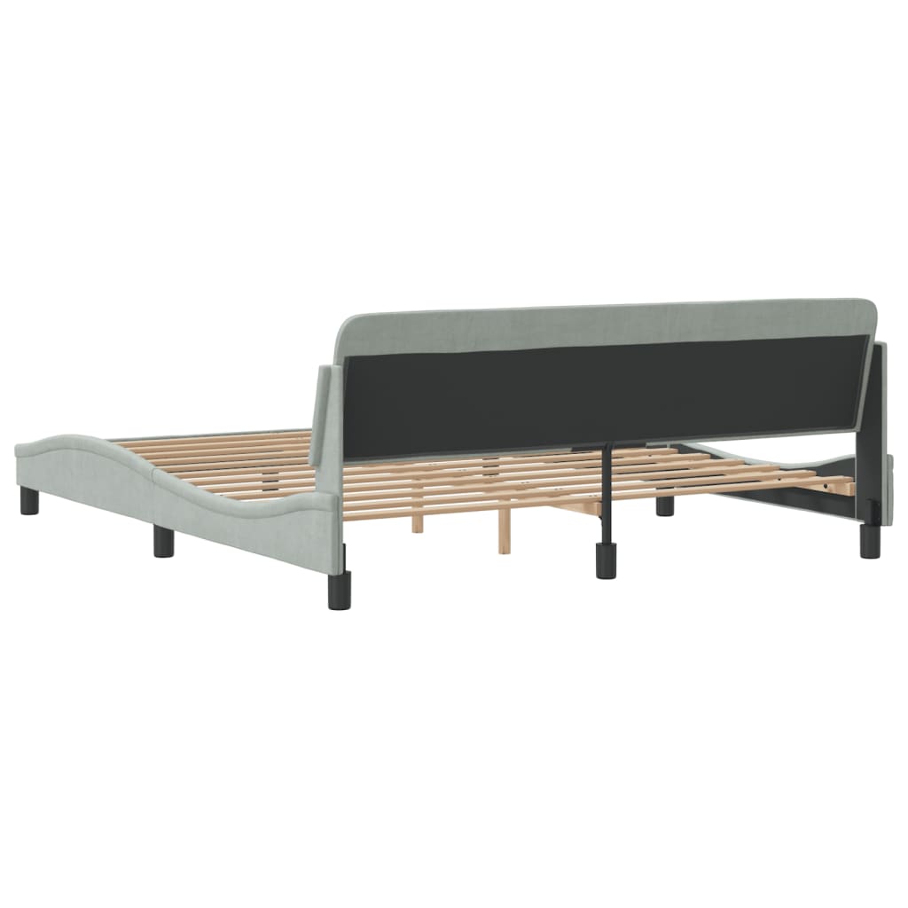 Cadre de lit sans matelas gris clair 180x200 cm velours - XIOS
