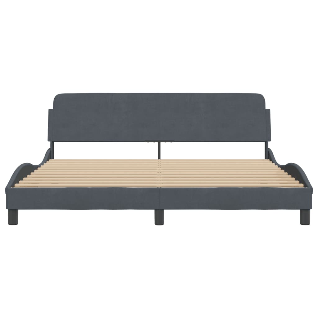Cadre de lit sans matelas gris foncé 180x200 cm velours - XIOS