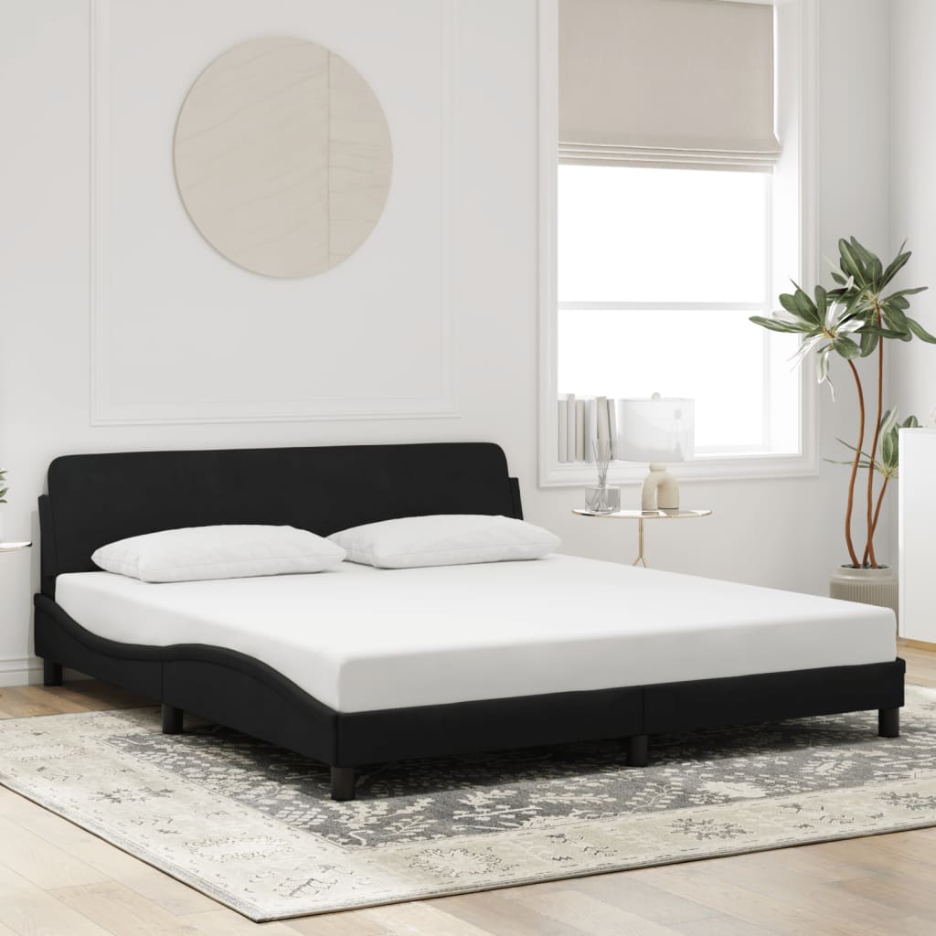 Cadre de lit sans matelas noir 180x200 cm velours - XIOS