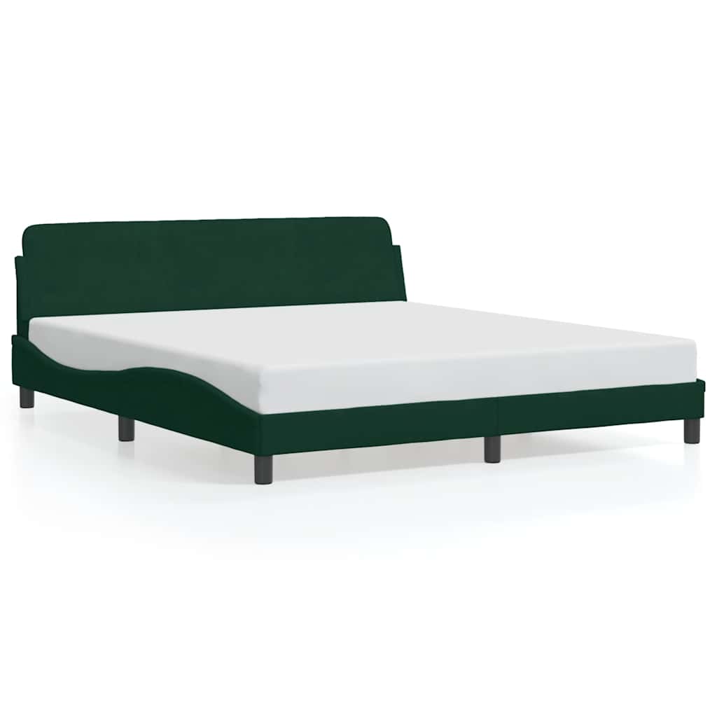 Cadre de lit Dover vert foncé 180x200 cm velours