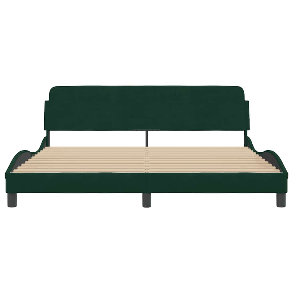 Cadre de lit Dover vert foncé 180x200 cm velours