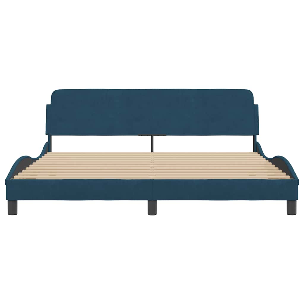 Cadre de lit avec tête de lit Dover bleu 180x200cm velours