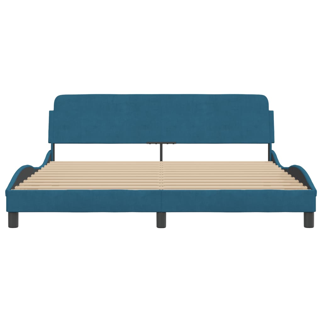 Cadre de lit et tête de lit sans matelas bleu 180x200cm velours - XIOS