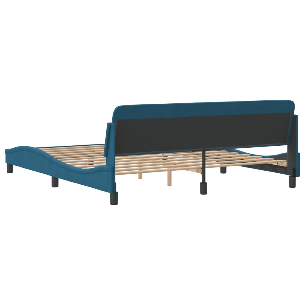 Cadre de lit et tête de lit sans matelas bleu 180x200cm velours - XIOS
