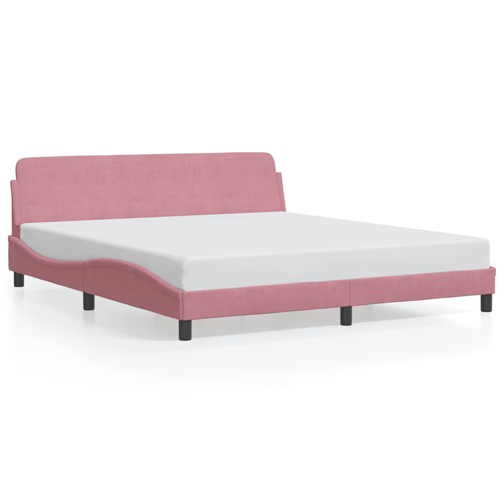 Cadre de lit avec tête de lit Dover rose 180x200cm velours
