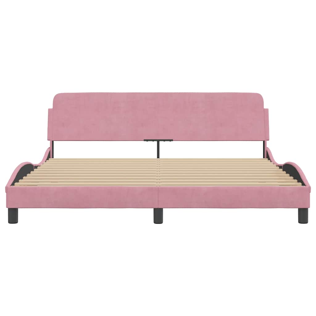 Cadre de lit avec tête de lit Dover rose 180x200cm velours